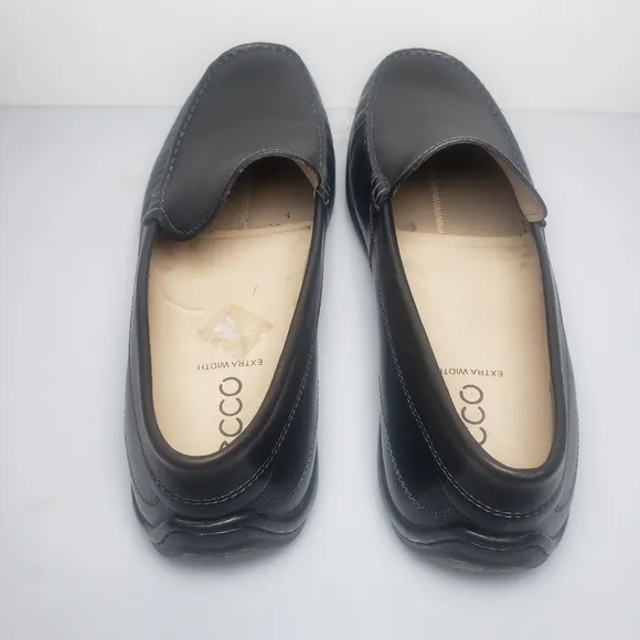Ecco Men's Classic Moc Black Leather Slip On Loafer Driving Shoes Size 12EW