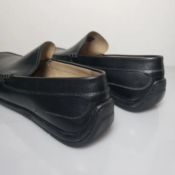 Ecco Men's Classic Moc Black Leather Slip On Loafer Driving Shoes Size 12EW