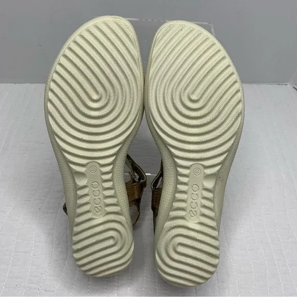 ECCO Tan Hook &amp; Loop Closure Comfort Walking Hiking Sandals SZ 40 NEW