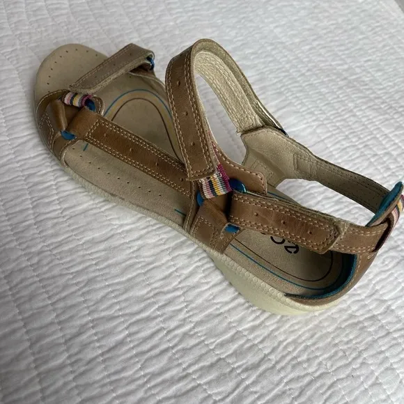 ECCO Tan Hook &amp; Loop Closure Comfort Walking Hiking Sandals SZ 40 NEW