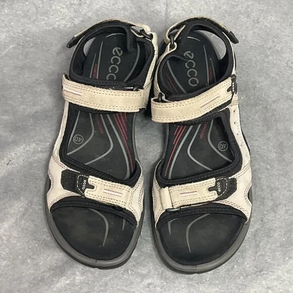 Ecco Yucatan Womens Size 9 Cream Black Beach Walking Outdoor Offroad Sandals