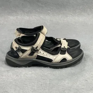 Ecco Yucatan Womens Size 9 Cream Black Beach Walking Outdoor Offroad Sandals