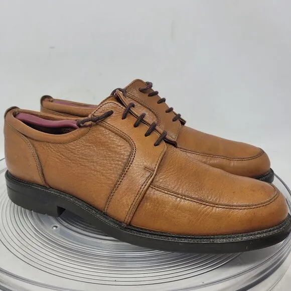Eddie Bauer Derby Oxford Shoes Mens Sz 11.5 Tan Brown Pebble Leather ITALY 98%