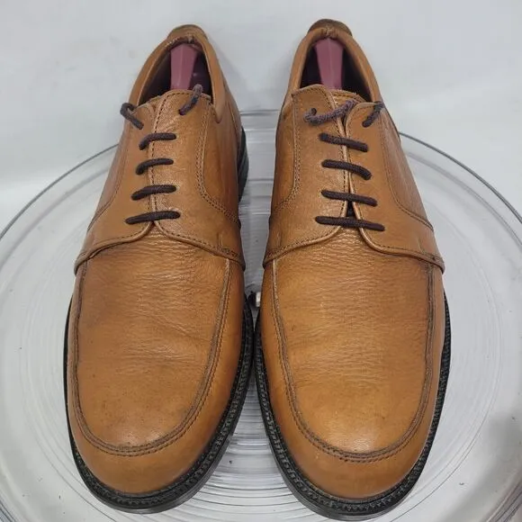 Eddie Bauer Derby Oxford Shoes Mens Sz 11.5 Tan Brown Pebble Leather ITALY 98%