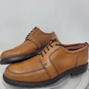 Eddie Bauer Derby Oxford Shoes Mens Sz 11.5 Tan Brown Pebble Leather ITALY 98%