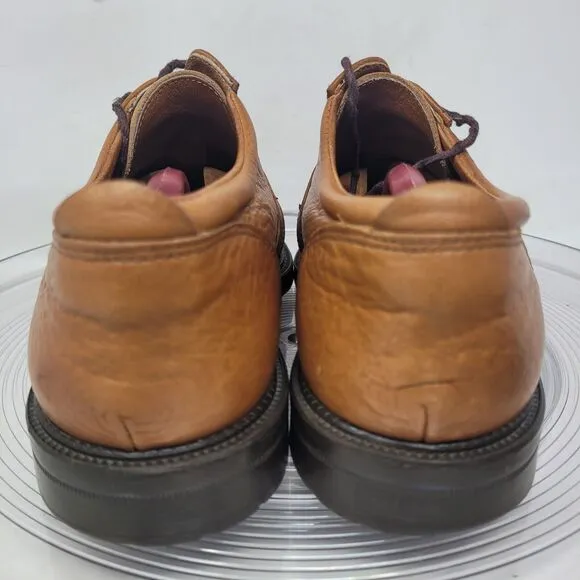 Eddie Bauer Derby Oxford Shoes Mens Sz 11.5 Tan Brown Pebble Leather ITALY 98%