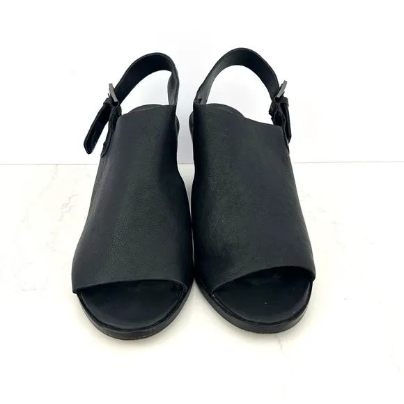 Eileen Fisher Glance Sandal Slingback Shoe Leather Block Heel Buckle Size 10