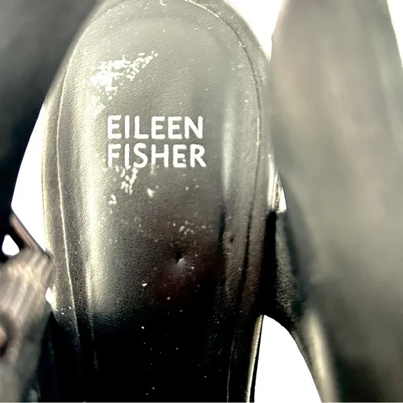 Eileen Fisher Glance Sandal Slingback Shoe Leather Block Heel Buckle Size 10