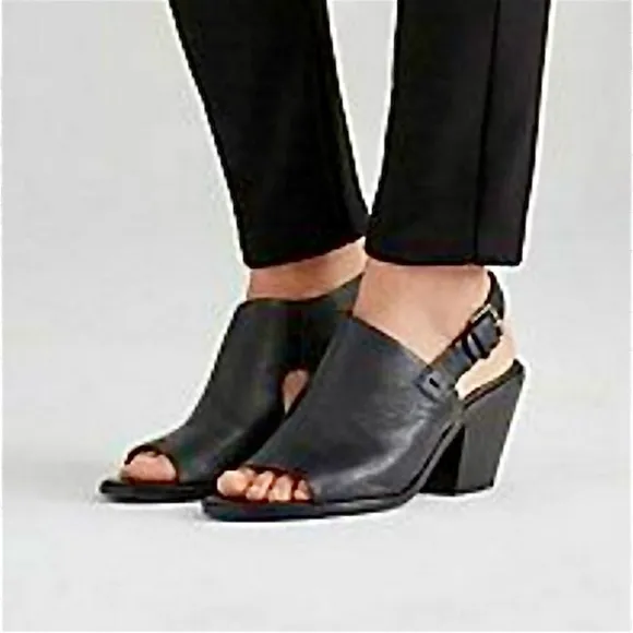 Eileen Fisher Glance Sandal Slingback Shoe Leather Block Heel Buckle Size 10