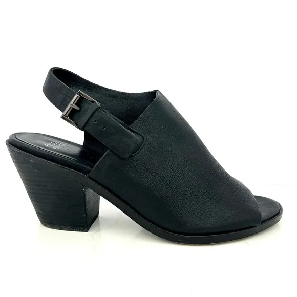 Eileen Fisher Glance Sandal Slingback Shoe Leather Block Heel Buckle Size 10