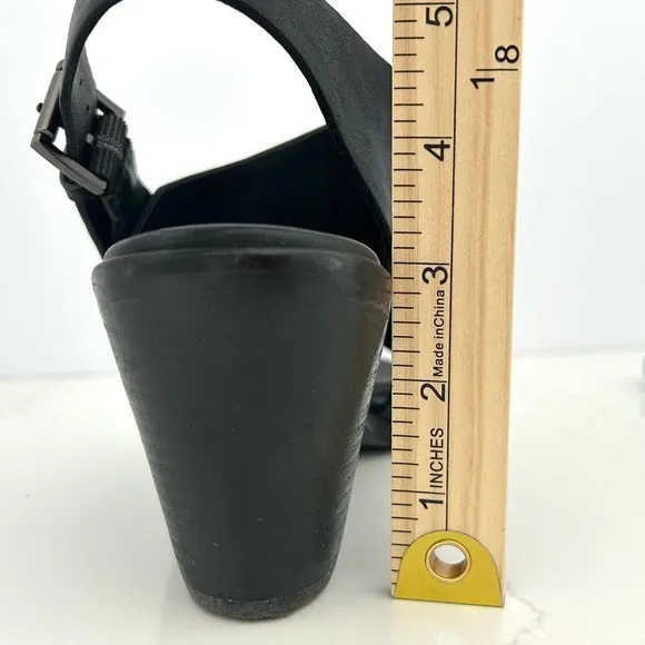 Eileen Fisher Glance Sandal Slingback Shoe Leather Block Heel Buckle Size 10