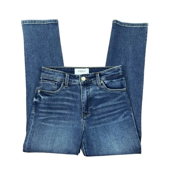 Evereve The Ever Straight Leg Cropped Denim Jeans in Composed Blue Size 26 NEW