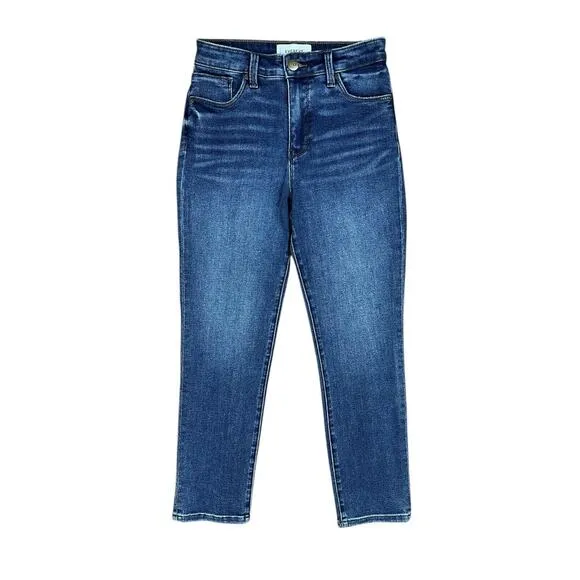 Evereve The Ever Straight Leg Cropped Denim Jeans in Composed Blue Size 26 NEW