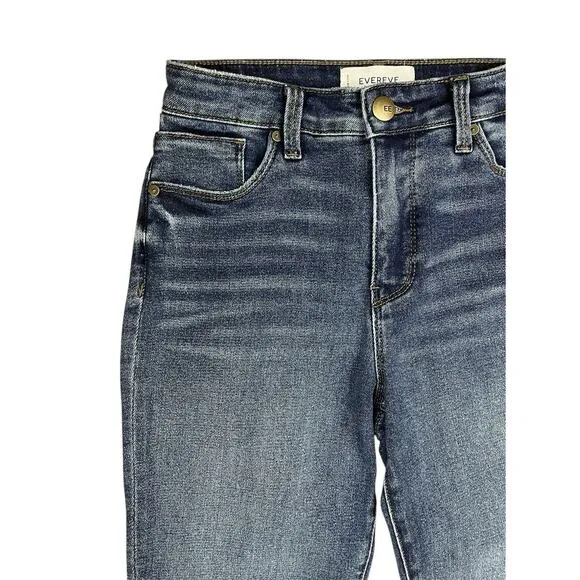 Evereve The Ever Straight Leg Cropped Denim Jeans in Composed Blue Size 26 NEW
