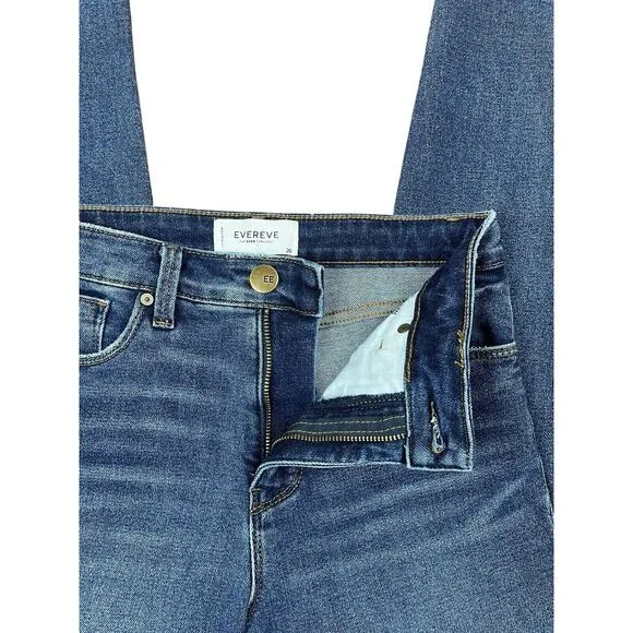 Evereve The Ever Straight Leg Cropped Denim Jeans in Composed Blue Size 26 NEW