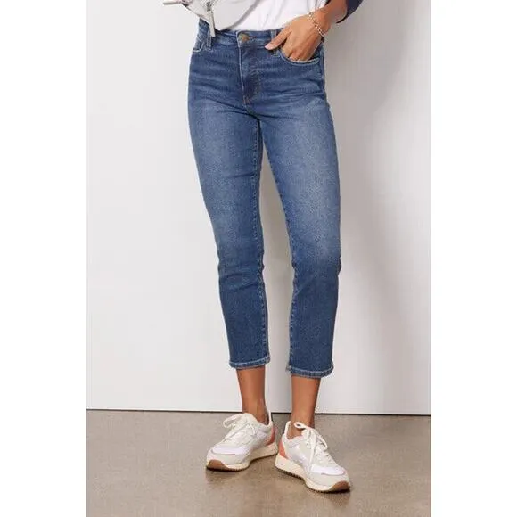 Evereve The Ever Straight Leg Cropped Denim Jeans in Composed Blue Size 26 NEW