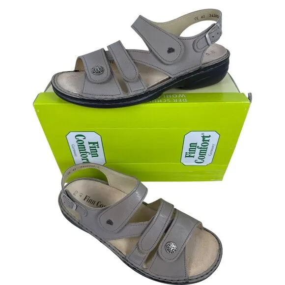 Finn Comfort Women's Gomera-S 82562 Taupe Leather German Sandals Size EU 41