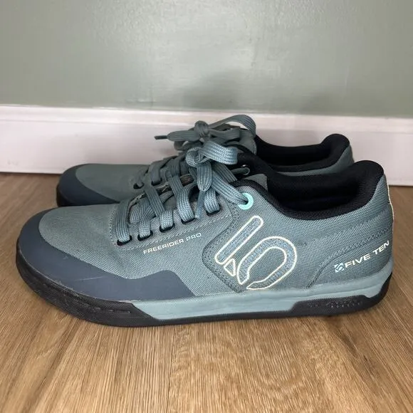 Five Ten Women's 10 Freerider Pro Canvas Lace Up Green Mountain Bike Flat