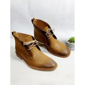Flag LTD Brown Suede Lace up Round Toe Chukka Men Leather Boots Size 10M/ L20