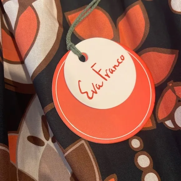 Floral Sleeveless Dress in Black and Orange NWT EVA FRANCO MEDIUM