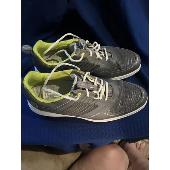 FootJoy FJ Mens Fury Size Size 11Gray‎ Green Leather Spiked Golf Shoes (b7#63