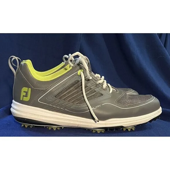 FootJoy FJ Mens Fury Size Size 11Gray‎ Green Leather Spiked Golf Shoes (b7#63