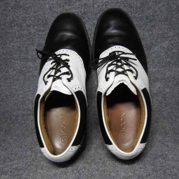 Footjoy Icon Spikeless Golf Shoes Mens Size 11 White Black Classic