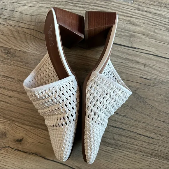 Franco Sarto Women's White Woven Mules Nalla