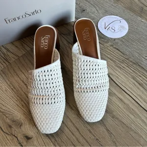 Franco Sarto Women's White Woven Mules Nalla