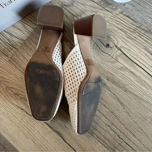 Franco Sarto Women's White Woven Mules Nalla