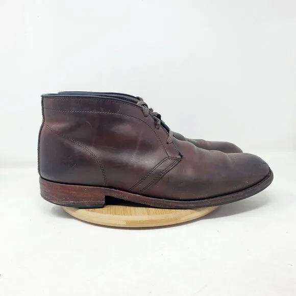 Frye Boots Mens 11.5 Walter Brown Chukka Lace Up Ankle Classic Shoes USA
