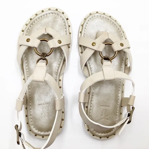 🆕{Frye} Haylee Brass Harness &amp; Studded Sandals