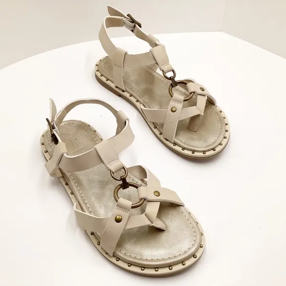 🆕{Frye} Haylee Brass Harness &amp; Studded Sandals