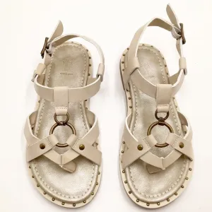 🆕{Frye} Haylee Brass Harness &amp; Studded Sandals