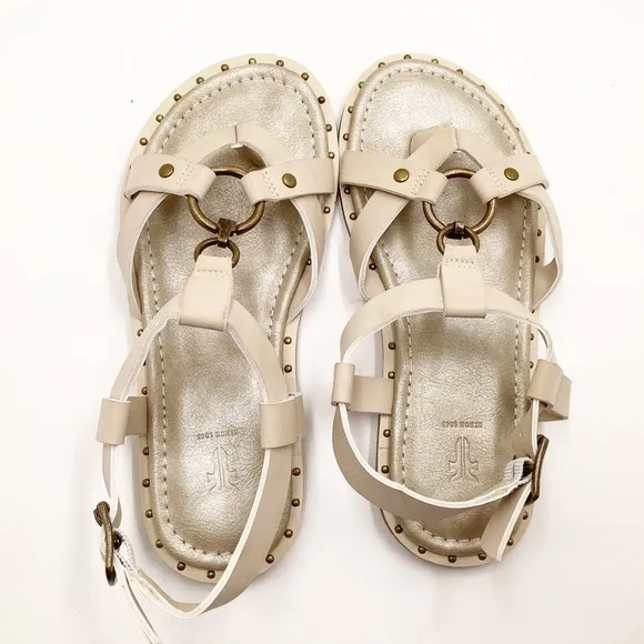 🆕{Frye} Haylee Brass Harness &amp; Studded Sandals
