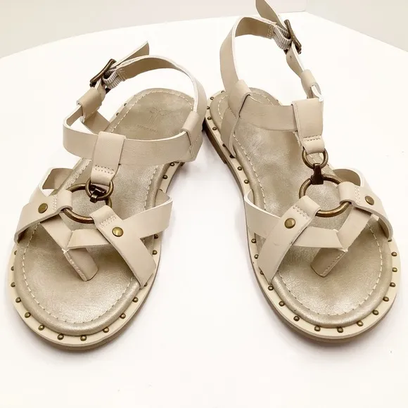 🆕{Frye} Haylee Brass Harness &amp; Studded Sandals