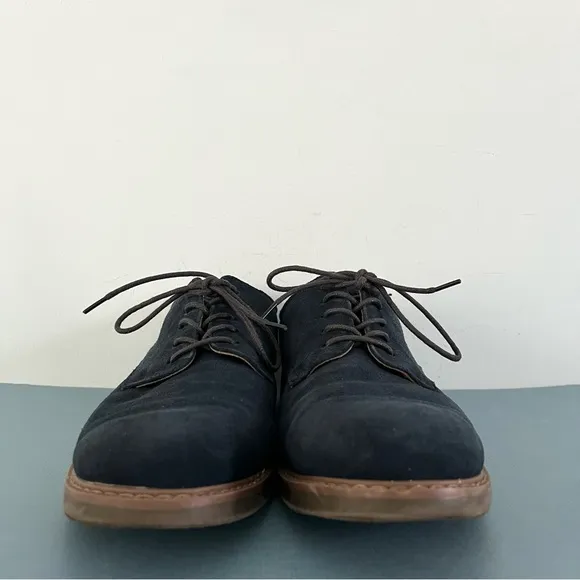 G. H. Bass &amp; Co. Pasadena Navy Blue Suede Buck Lace Up Oxford Shoes
