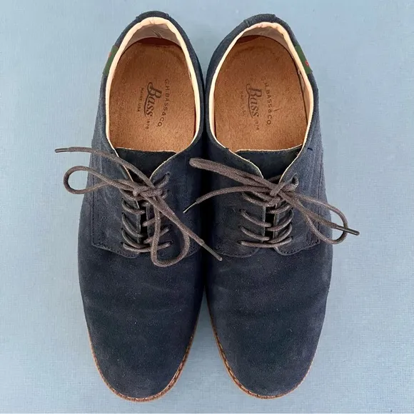 G. H. Bass &amp; Co. Pasadena Navy Blue Suede Buck Lace Up Oxford Shoes