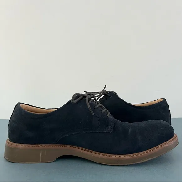 G. H. Bass &amp; Co. Pasadena Navy Blue Suede Buck Lace Up Oxford Shoes