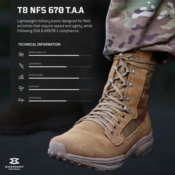 GARMONT TACTICAL T8 NFS 670 MILITARY COMBAT BOOTS FOR MEN AND WOMEN, ARMY,