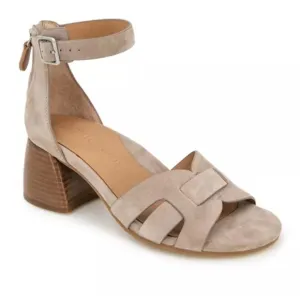 Gentle Souls Myla Block Heel Sandals - Mushroom Suede Leather