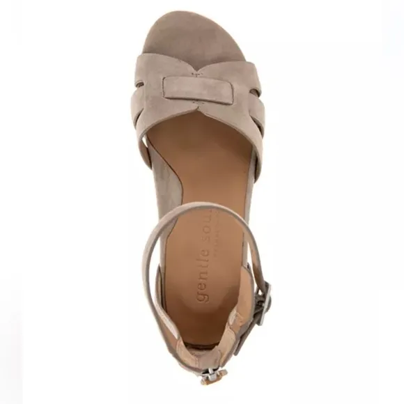 Gentle Souls Myla Block Heel Sandals - Mushroom Suede Leather