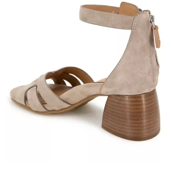 Gentle Souls Myla Block Heel Sandals - Mushroom Suede Leather