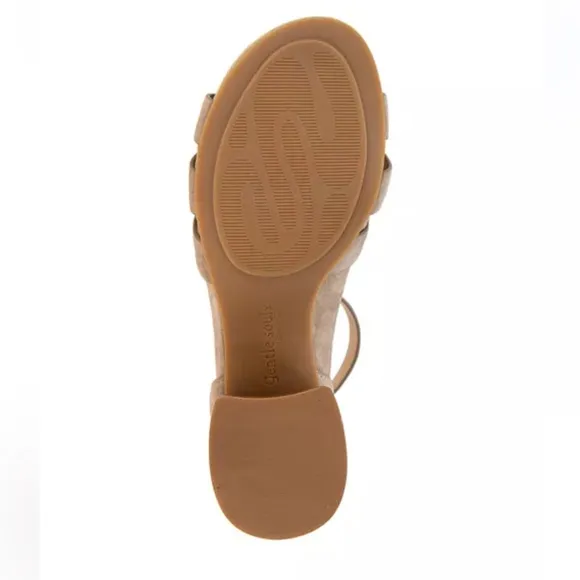 Gentle Souls Myla Block Heel Sandals - Mushroom Suede Leather
