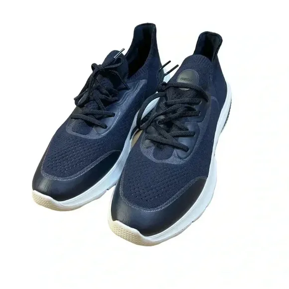 Geox Spherica Actif Men's Shoes Sneakers Sports Comfort Navy Blue Canvas Size 10