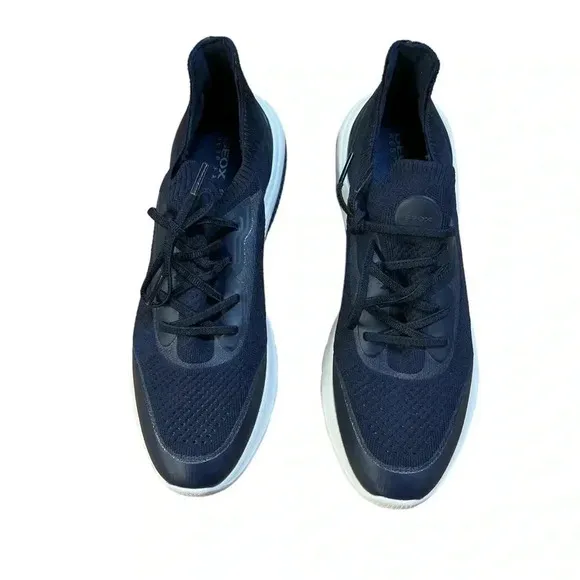 Geox Spherica Actif Men's Shoes Sneakers Sports Comfort Navy Blue Canvas Size 10