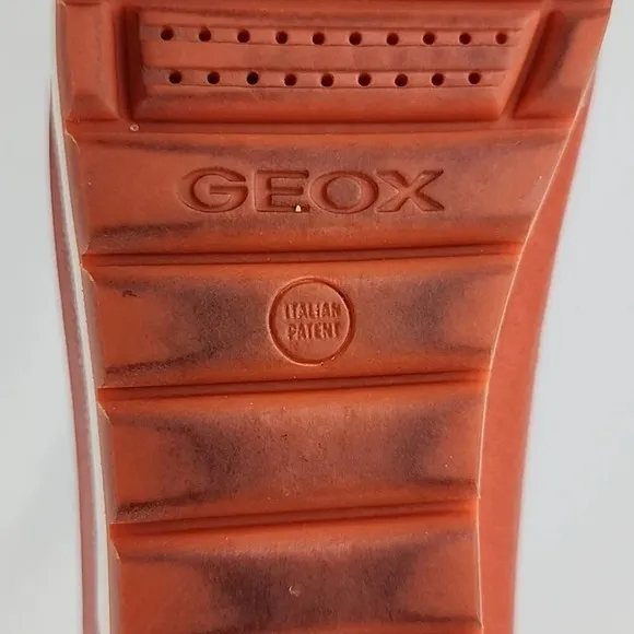GEOX Women's Orange White Leather Flat Casual Loafer Shoe Almond Toe Size 37.5