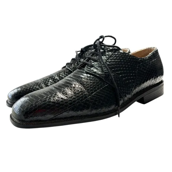 Giorgio Brutini Genuine Snakeskin Black Derby Dress Shoes Mens Size 11.5 Classic