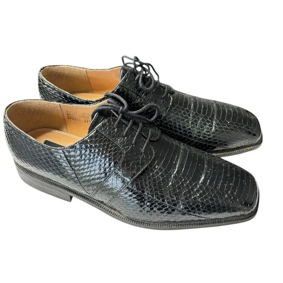Giorgio Brutini Genuine Snakeskin Black Derby Dress Shoes Mens Size 11.5 Classic