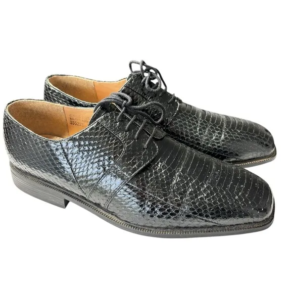 Giorgio Brutini Genuine Snakeskin Black Derby Dress Shoes Mens Size 11.5 Classic